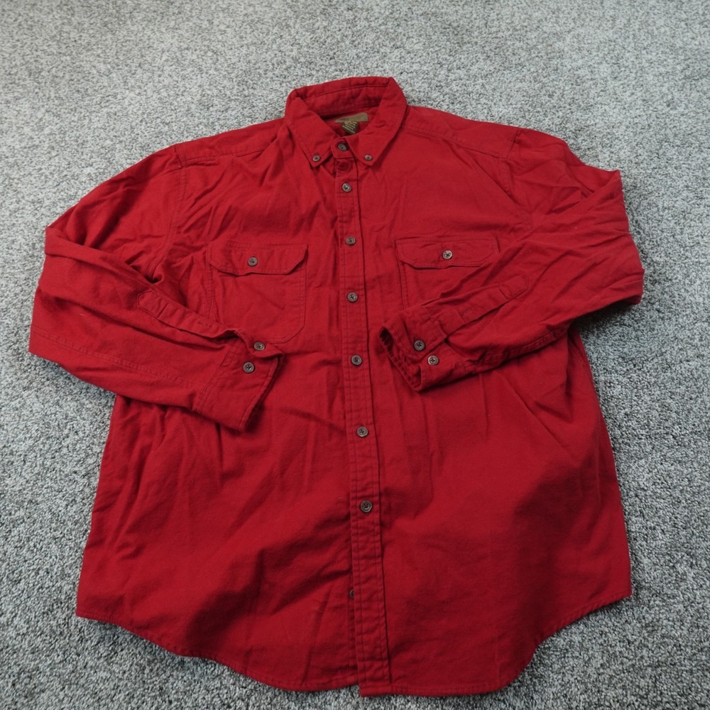 VTG Faded Glory Shirt Mens XL Red Chamois Flannel Long Sleeve Button Up Work Y2K